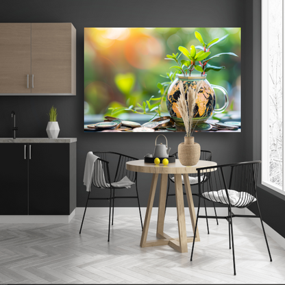 Minimalistische plantenkaart canvas met baklijst