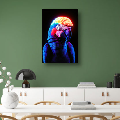 Kleurrijke papegaai met neon hersenen acrylglas