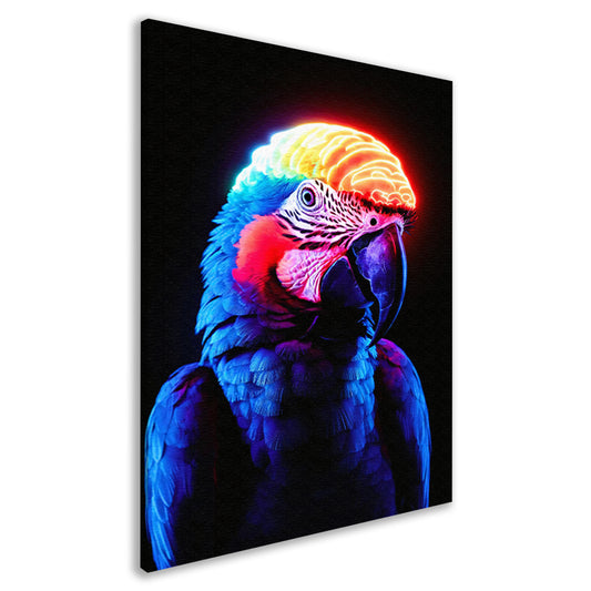 Kleurrijke papegaai met neon hersenen canvas