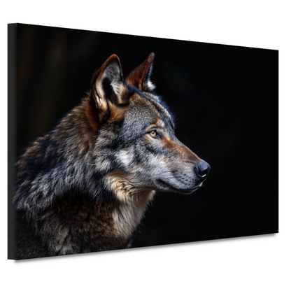 Intense Blik van een Wolf in Duisternis canvas
