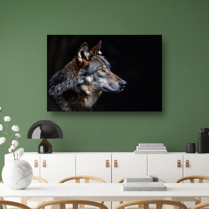 Intense Blik van een Wolf in Duisternis poster