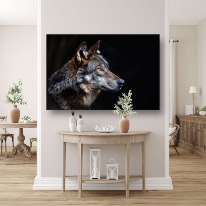 Intense Blik van een Wolf in Duisternis poster