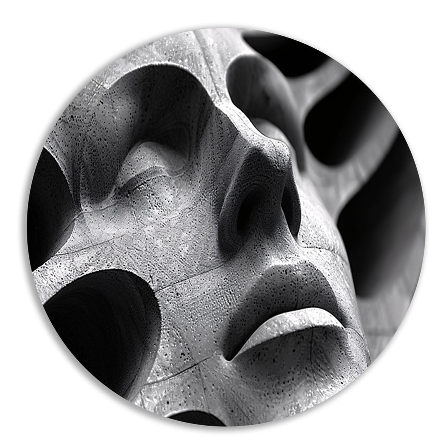 Abstract Buste in Schaduw en Licht aluminium muurcirkel
