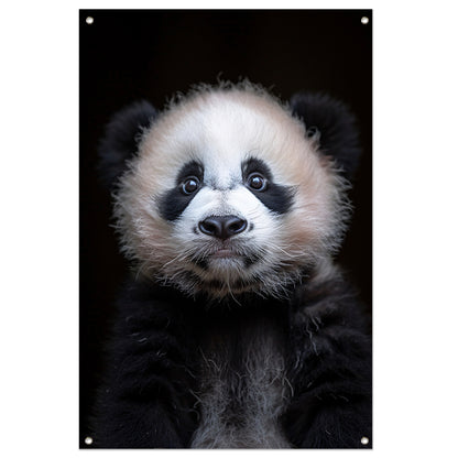 Portret van een Jonge Panda in Zwart-Wit tuinposter