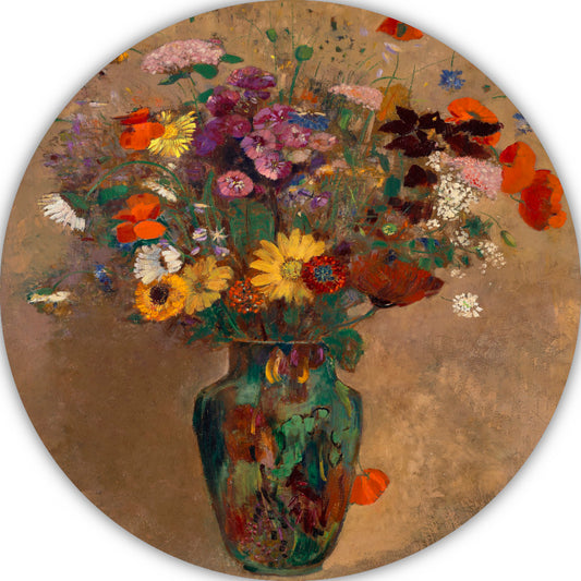 Groot boeket wilde bloemen - Odilon Redon aluminium muurcirkel