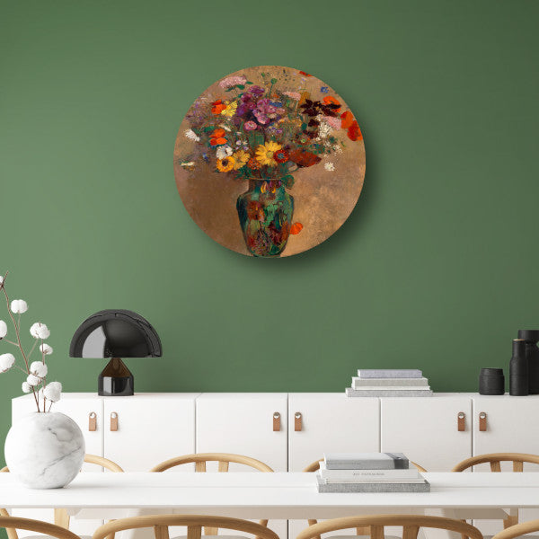 Groot boeket wilde bloemen - Odilon Redon aluminium muurcirkel
