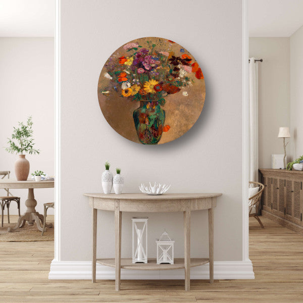 Groot boeket wilde bloemen - Odilon Redon aluminium muurcirkel
