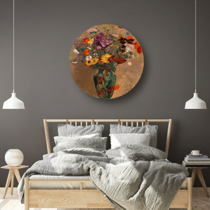 Groot boeket wilde bloemen - Odilon Redon aluminium muurcirkel