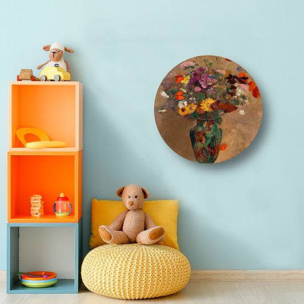 Groot boeket wilde bloemen - Odilon Redon aluminium muurcirkel