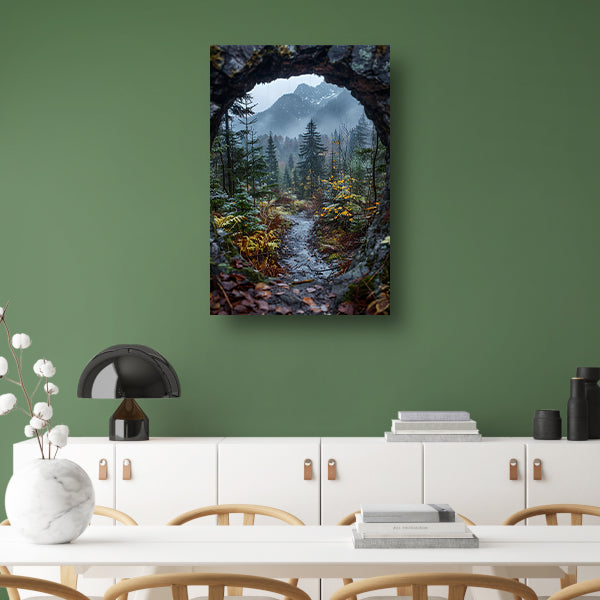 Pad door het herfstbos canvas