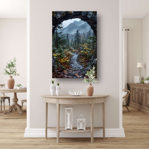 Pad door het herfstbos canvas