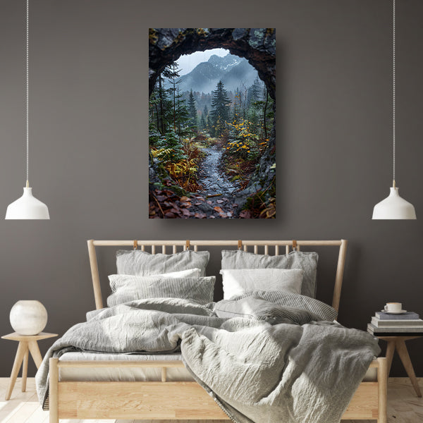 Pad door het herfstbos canvas