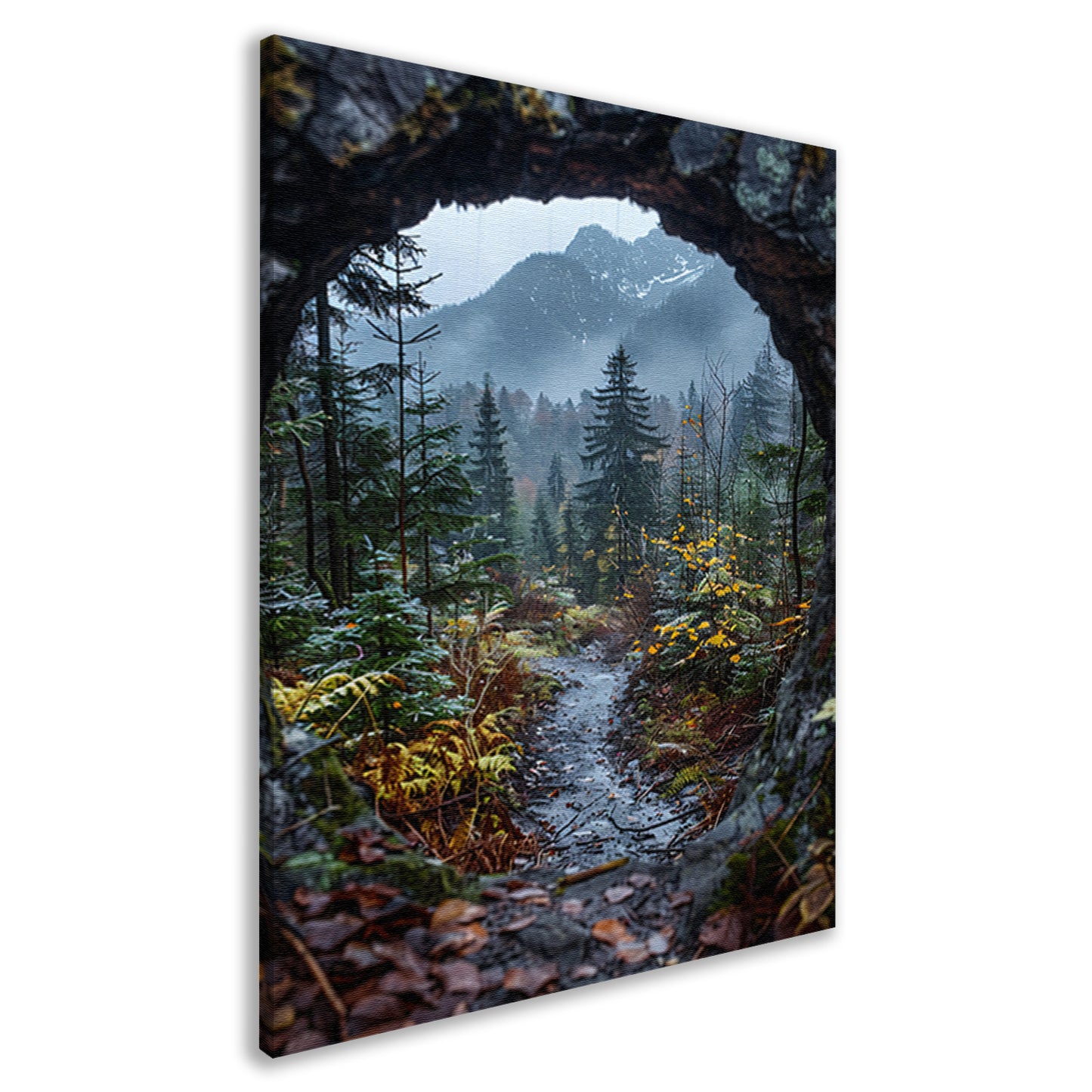 Pad door het herfstbos canvas
