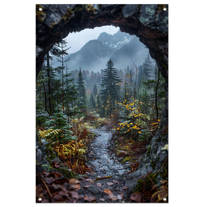 Pad door het herfstbos tuinposter