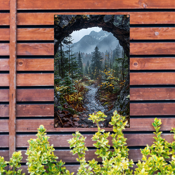 Pad door het herfstbos tuinposter