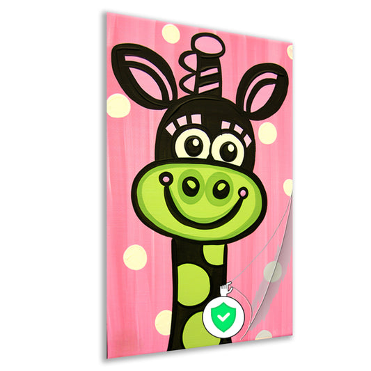 Kleurrijke vrolijke giraffe in popart-stijl poster