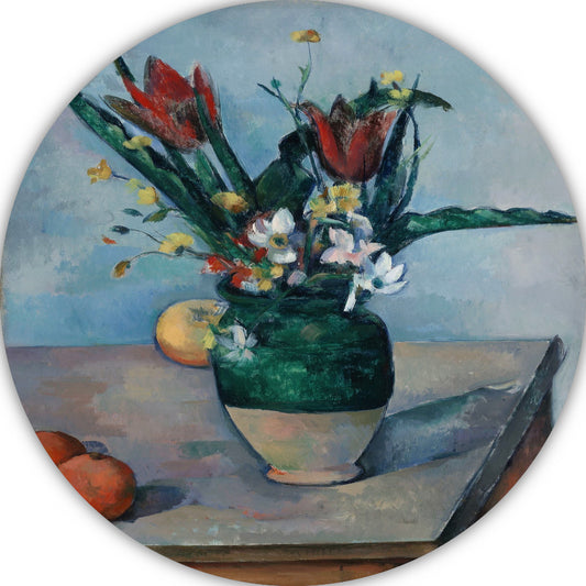 De vaas met tulpen - Paul Cézanne aluminium muurcirkel