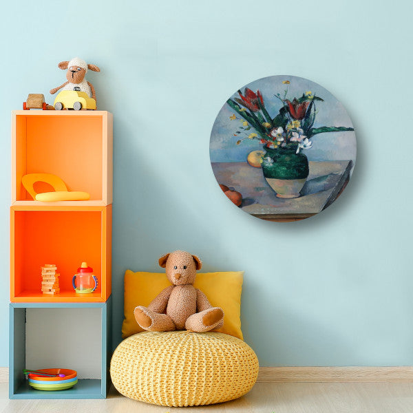 De vaas met tulpen - Paul Cézanne aluminium muurcirkel