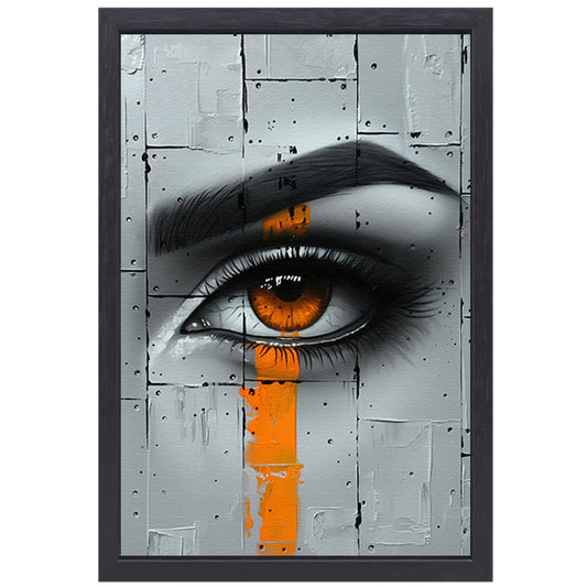 Abstract oog in moderne Street Art-stijl canvas met baklijst