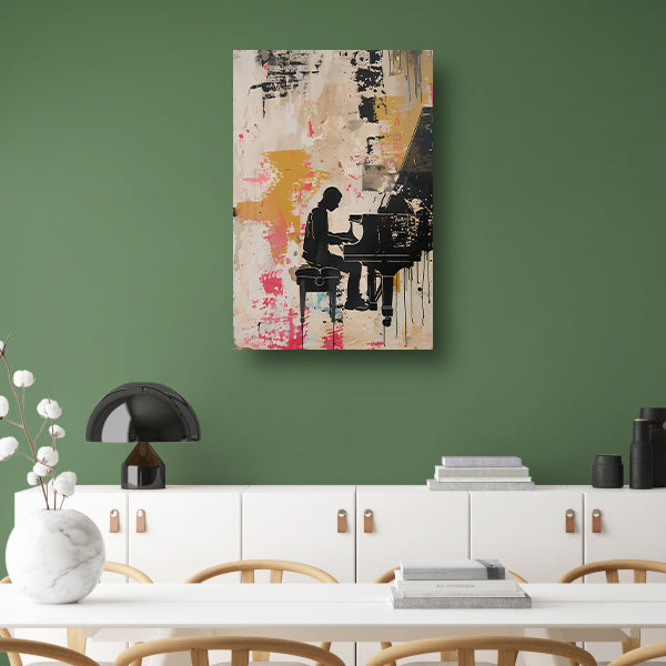 Abstracte pianist met kleurrijke achtergrond canvas