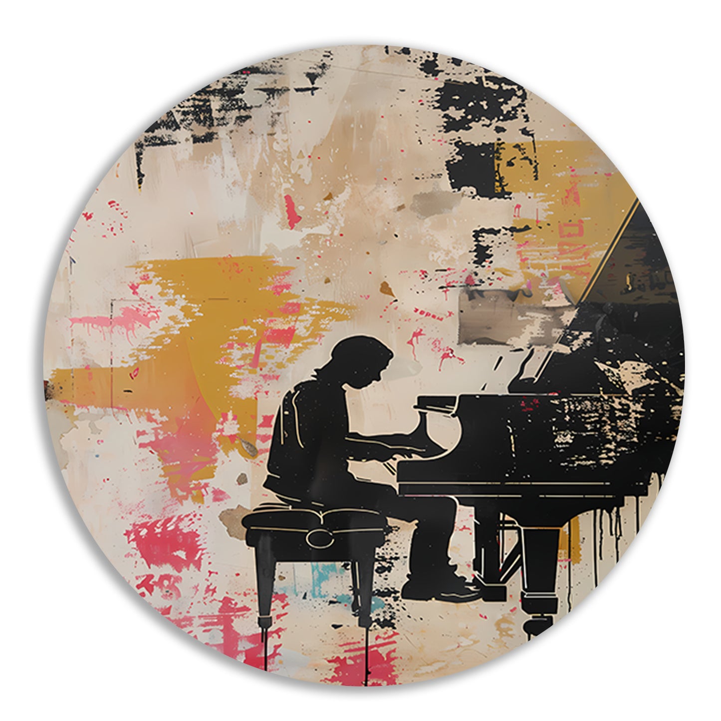 Abstracte pianist met kleurrijke achtergrond forex muurcirkel