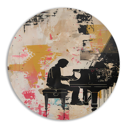 Abstracte pianist met kleurrijke achtergrond forex muurcirkel