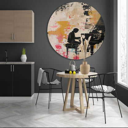 Abstracte pianist met kleurrijke achtergrond forex muurcirkel