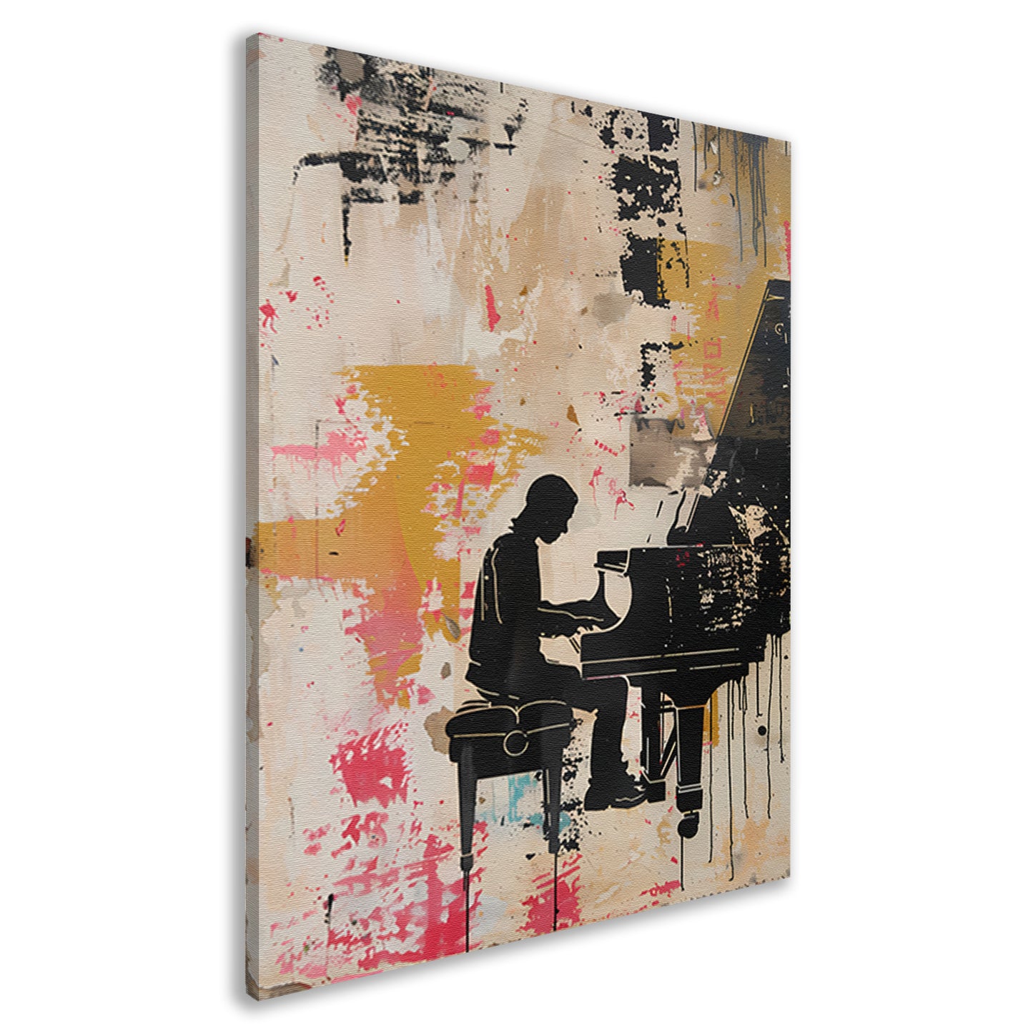 Abstracte pianist met kleurrijke achtergrond canvas