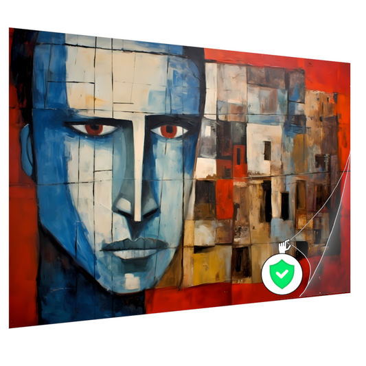 Intense Blik in Abstracte Delen poster