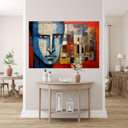 Intense Blik in Abstracte Delen poster
