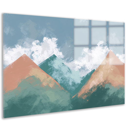 Digitale kunst van bergen en wolken acrylglas