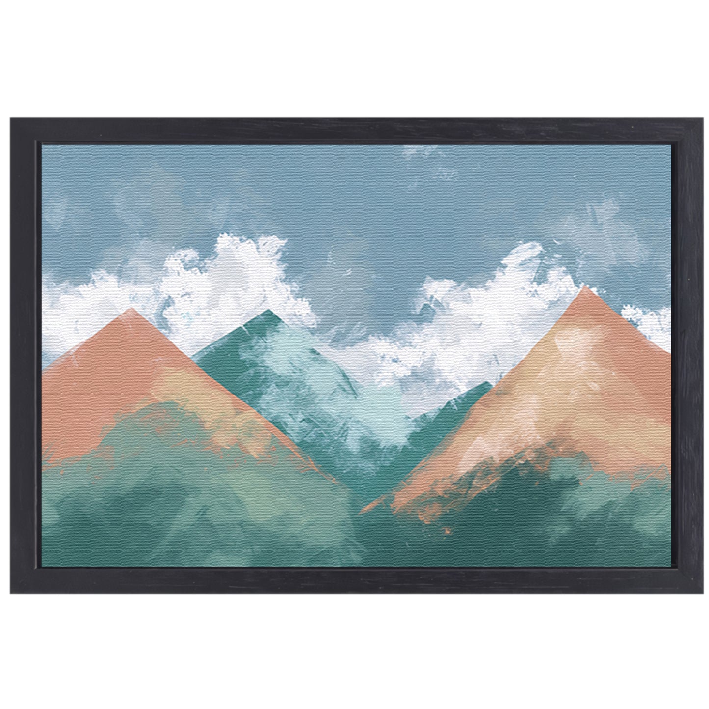 Digitale kunst van bergen en wolken canvas met baklijst