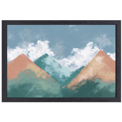 Digitale kunst van bergen en wolken canvas met baklijst