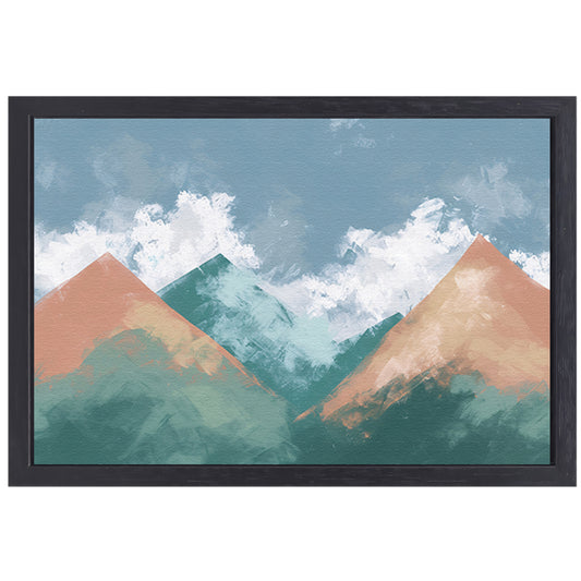 Digitale kunst van bergen en wolken canvas met baklijst