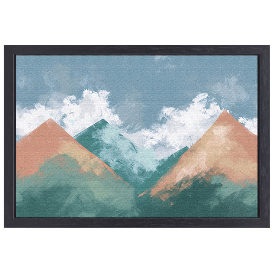 Digitale kunst van bergen en wolken canvas met baklijst