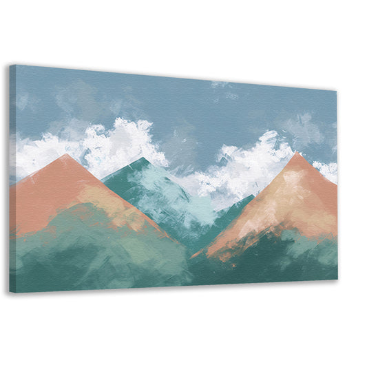 Digitale kunst van bergen en wolken canvas