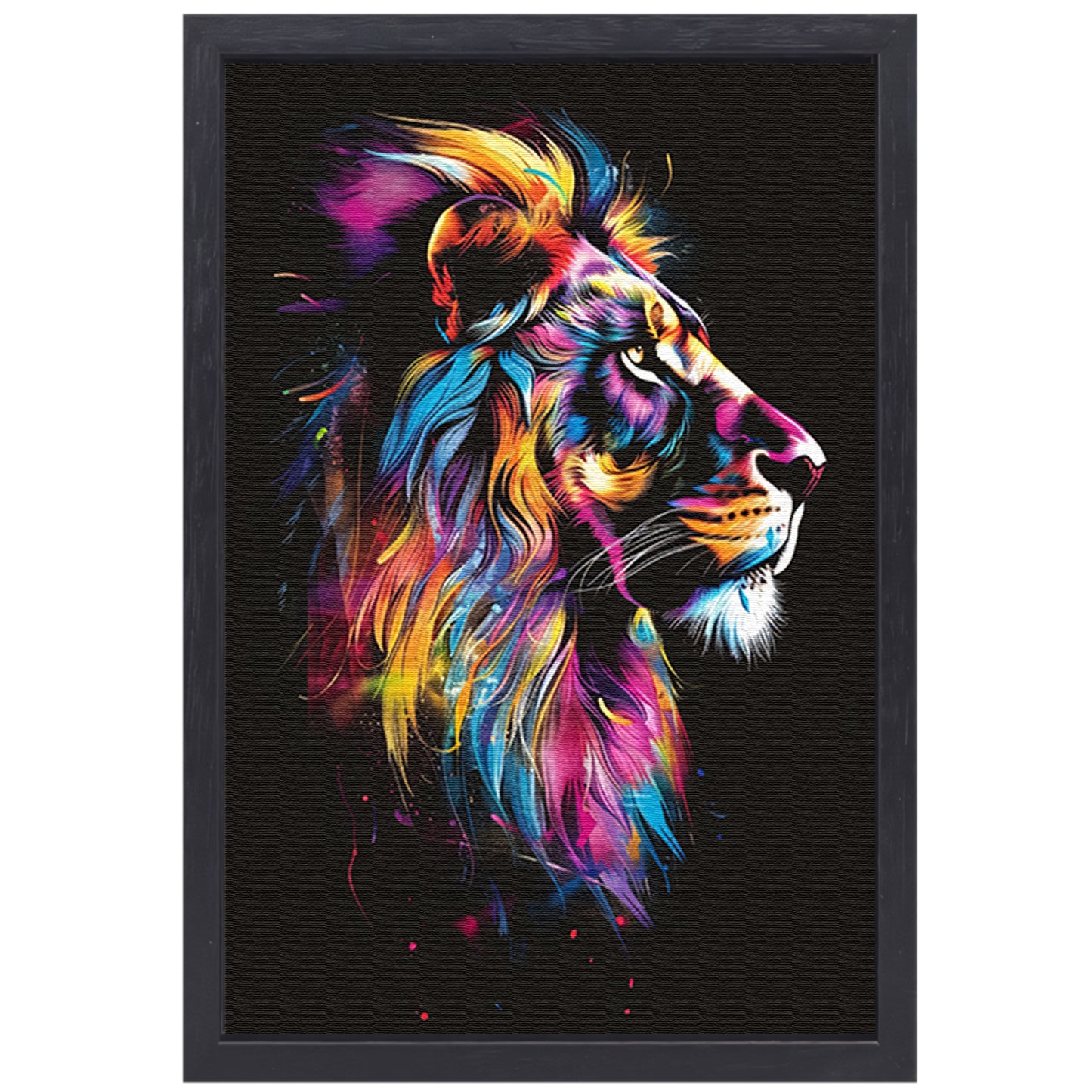 Abstract Kleurrijk Leeuw in Profiel canvas met baklijst