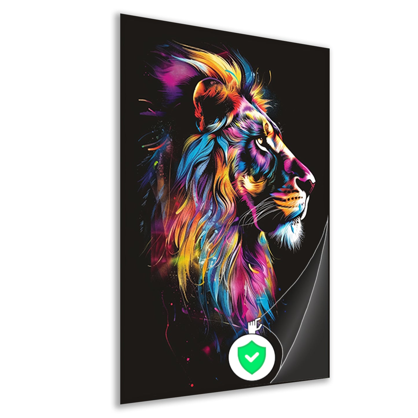 Abstract Kleurrijk Leeuw in Profiel poster