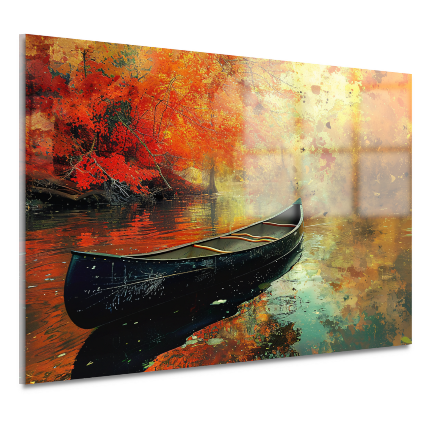 Impressionistische kano op stille rivier acrylglas