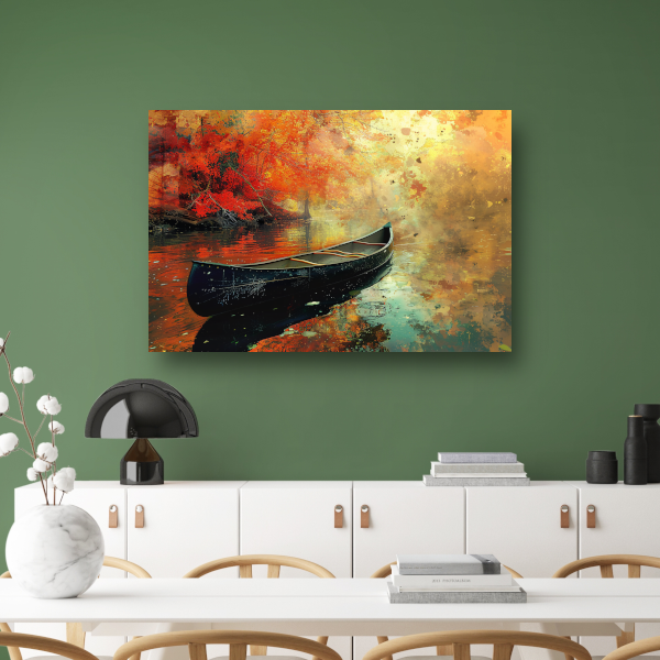 Impressionistische kano op stille rivier acrylglas