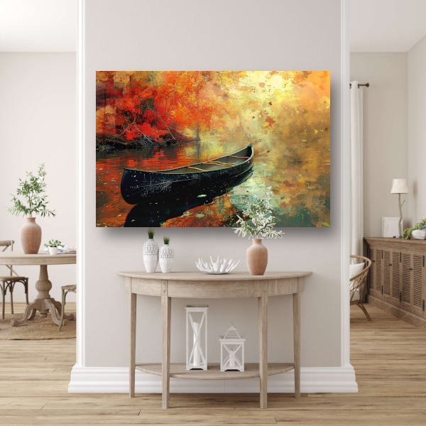 Impressionistische kano op stille rivier acrylglas