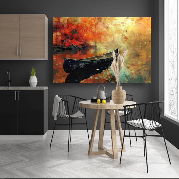 Impressionistische kano op stille rivier acrylglas