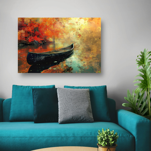 Impressionistische kano op stille rivier acrylglas