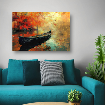 Impressionistische kano op stille rivier acrylglas