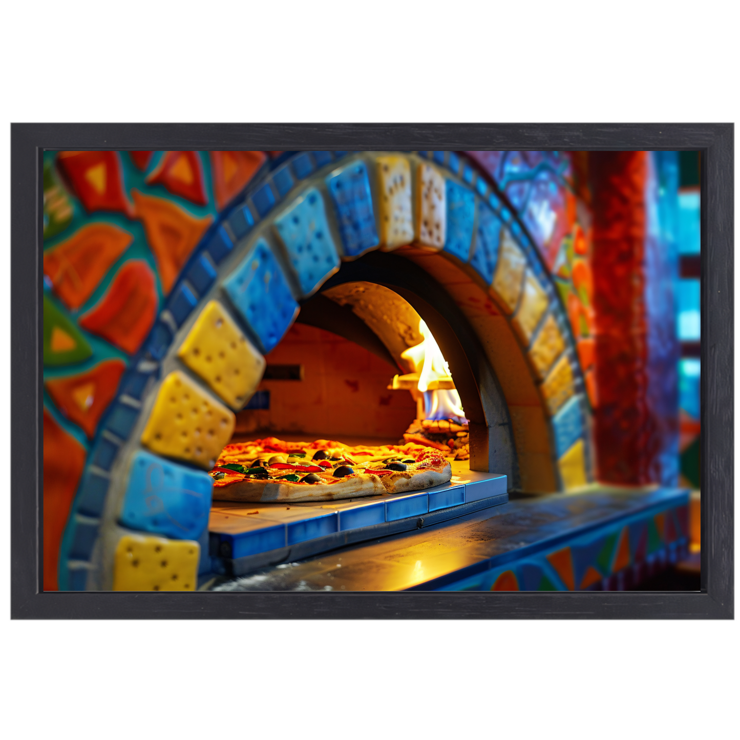 Minimalistische pizzakunst in oven canvas met baklijst