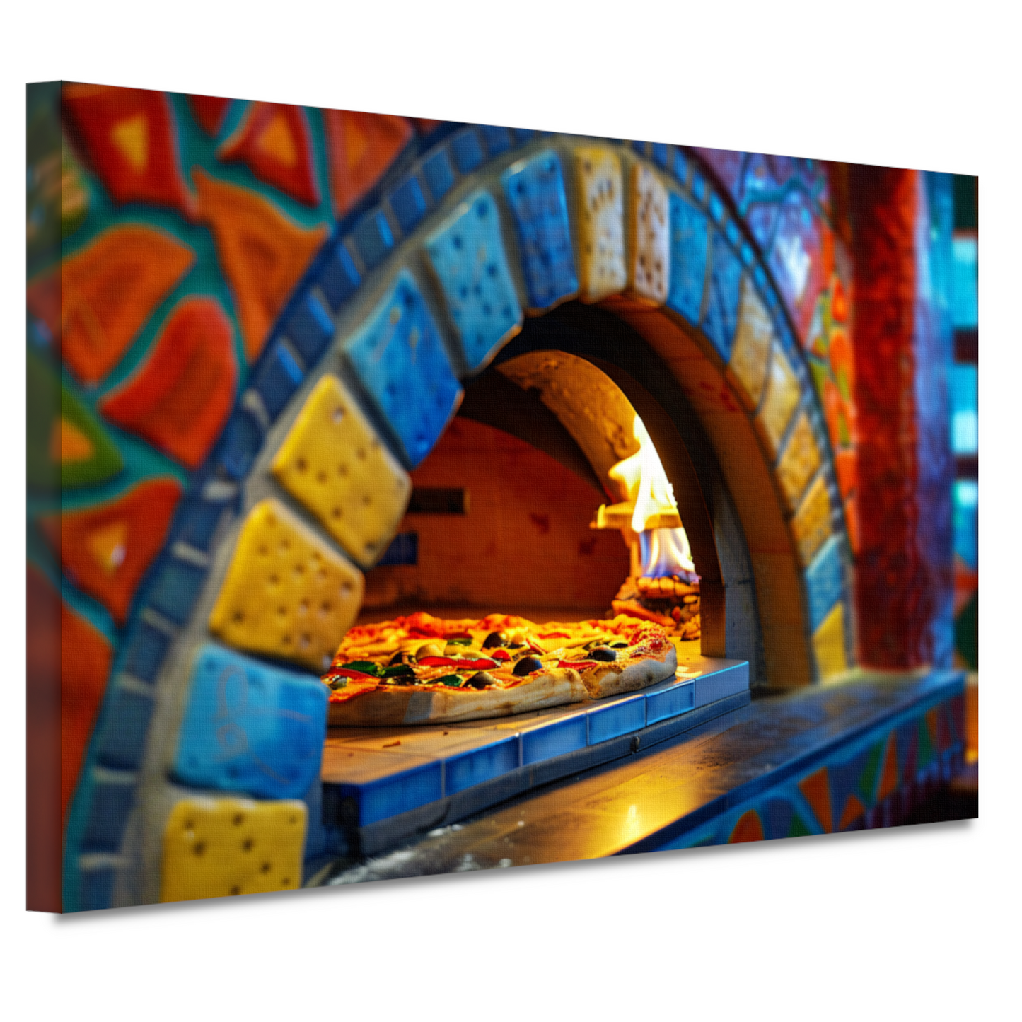 Minimalistische pizzakunst in oven canvas