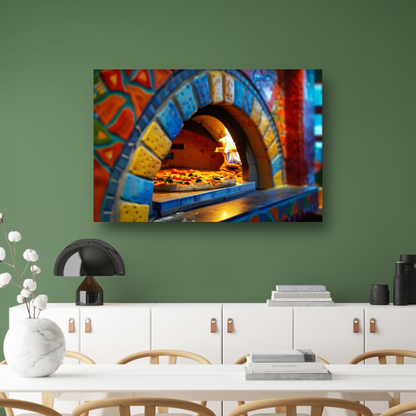 Minimalistische pizzakunst in oven acrylglas