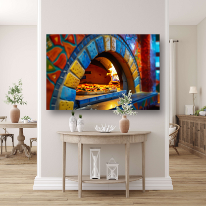 Minimalistische pizzakunst in oven canvas