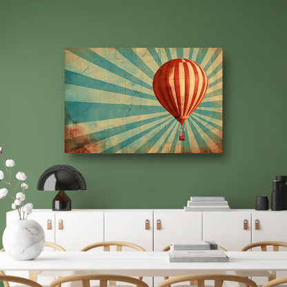 Vintage luchtballon met dynamische stralen acrylglas