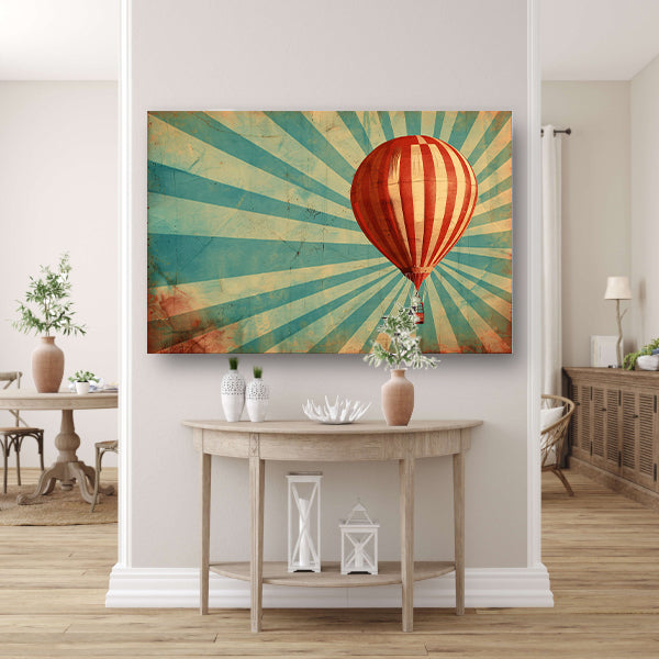 Vintage luchtballon met dynamische stralen acrylglas